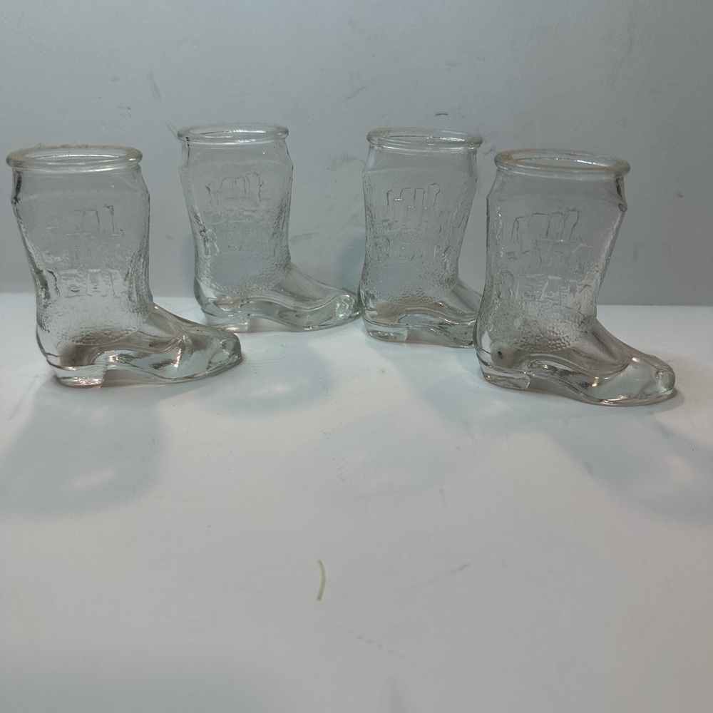 Vintage Jim Beam cowboy boot shot glasses 4 whiskey